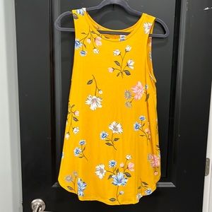 Old Navy Luxe tank. Golden yellow floral